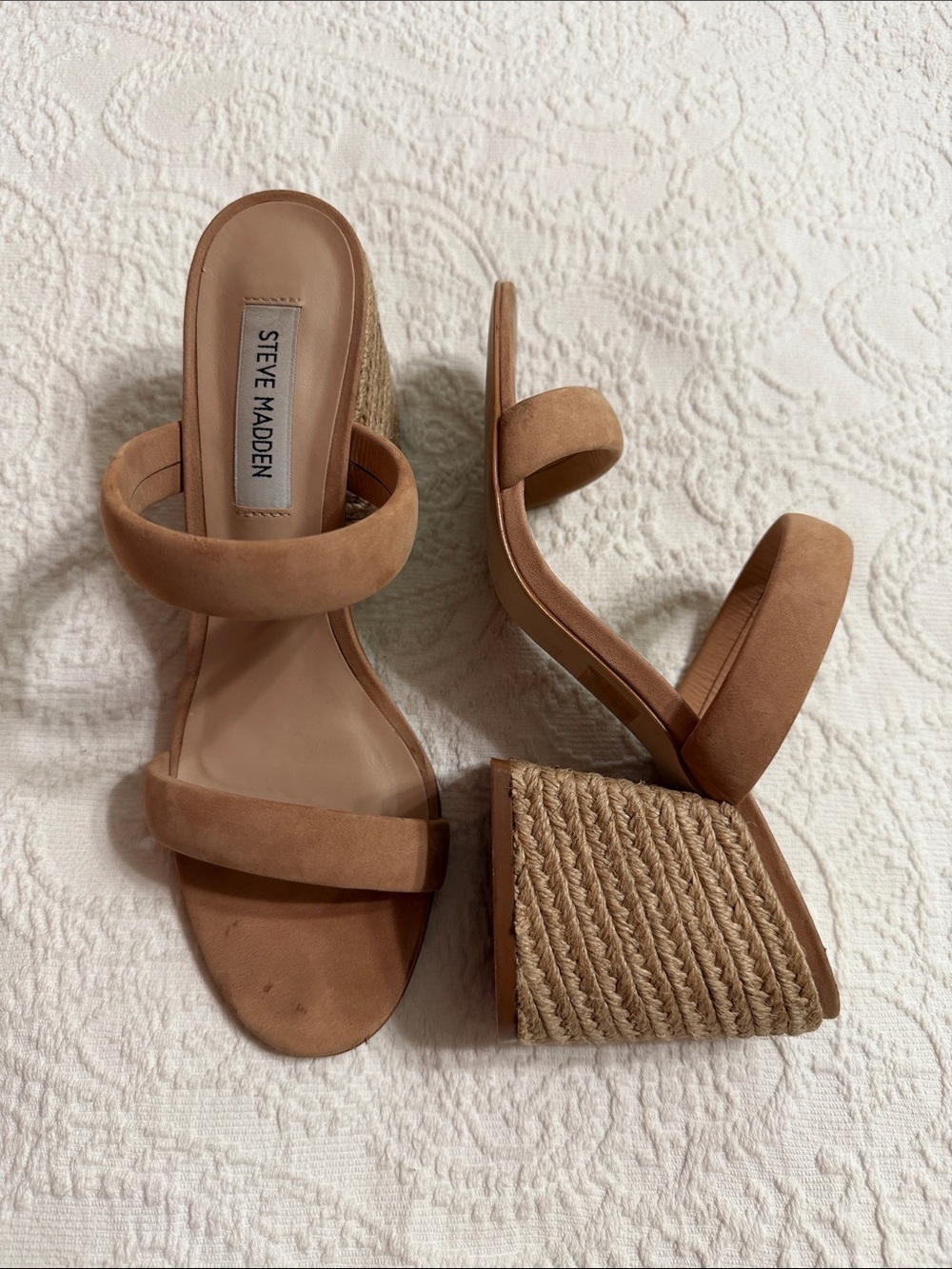 Steve Madden Tan Espadrille Heel Sandals Size 8.5M